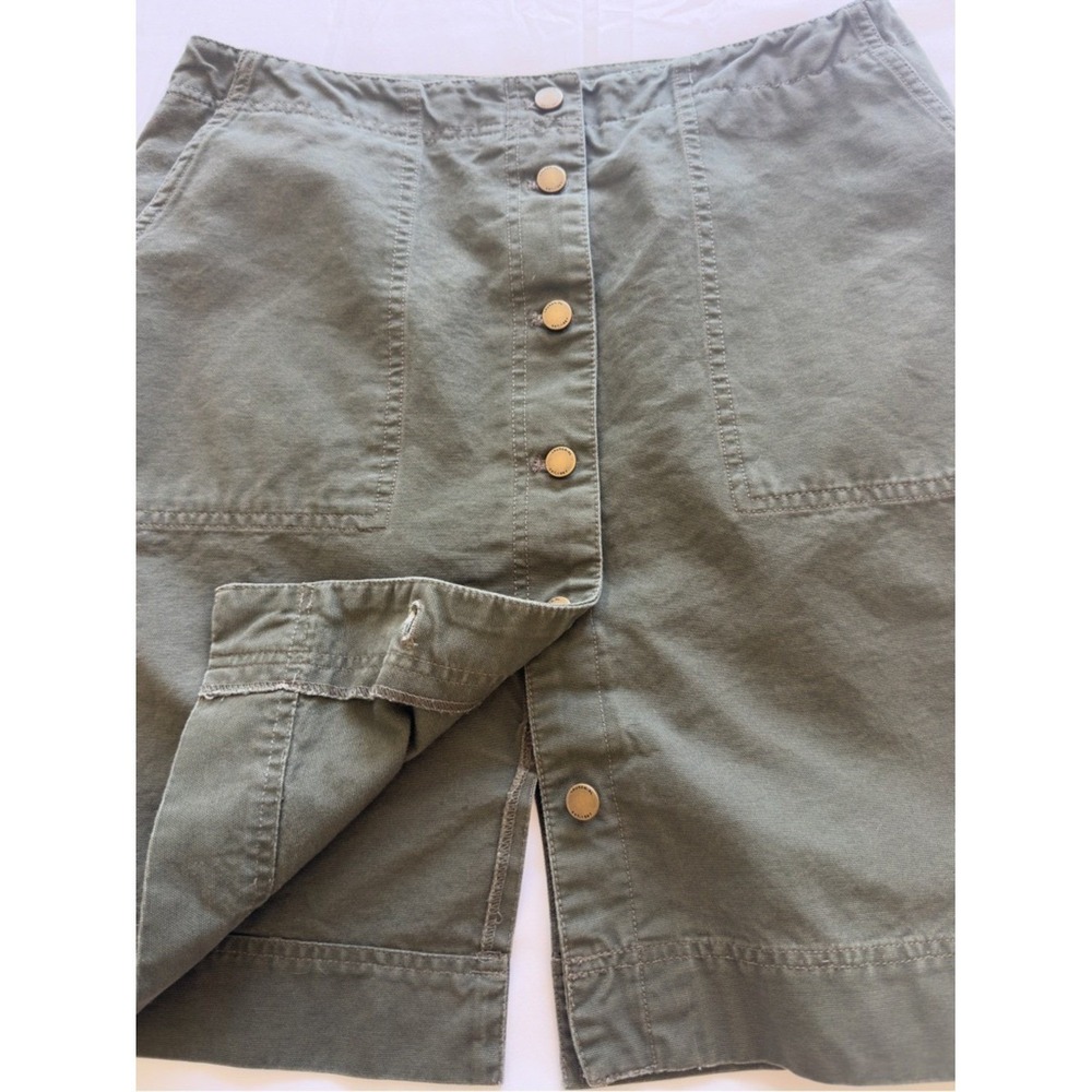 Lauren Ralph Lauren Women's Olive Green Button Front Cotton Mini Skirt Size 10 - Picture 6 of 11